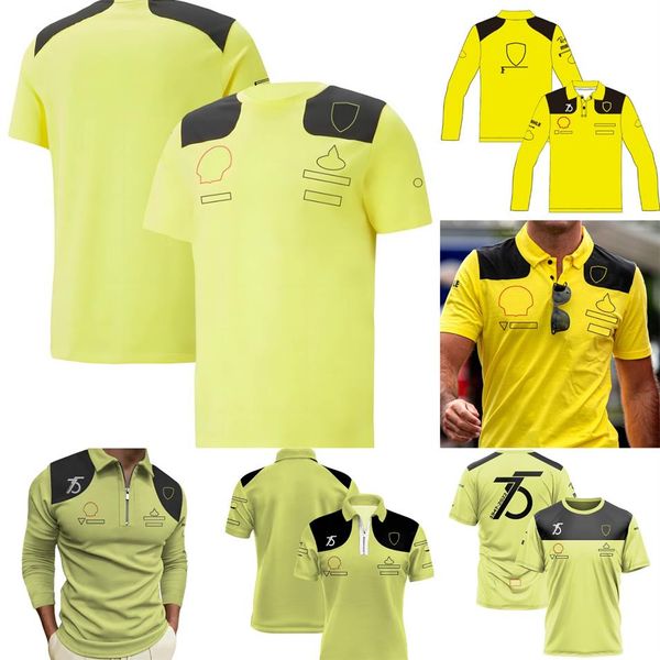 Offizielles F1-T-Shirt, Formel 1 75. Feierlichkeiten, Sonderausgabe, gelbes T-Shirt, Sommer-Rennsport-Fans, modisches Auto-Logo, bedruckt, T-shir271O