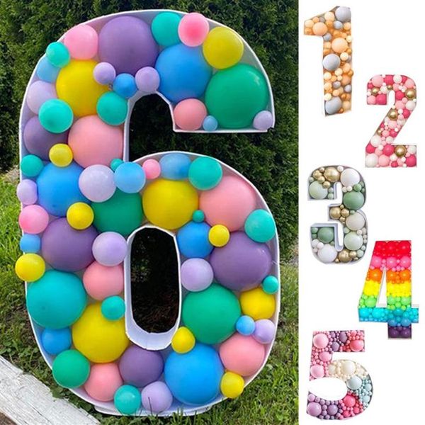 Decorazione per feste 73 cm Numero grande Telaio Stand Scatola di riempimento per palloncini Fai da te Baby Shower Compleanno Lettera Alfabeto Mosaico Anniversario Weddi279F