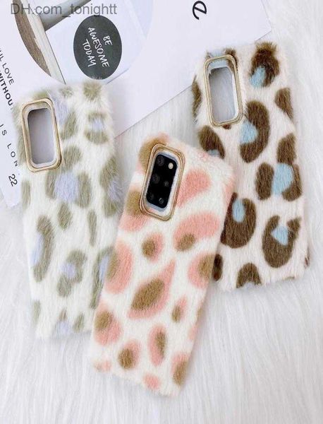 Casos de telefone celular Leopard Print Fluffy Plush Phone Case para Samsung Galaxy Note 20 Utra S20 Ultra Note 10 Plus S10 Plus S9 Note 92236072 Z230728