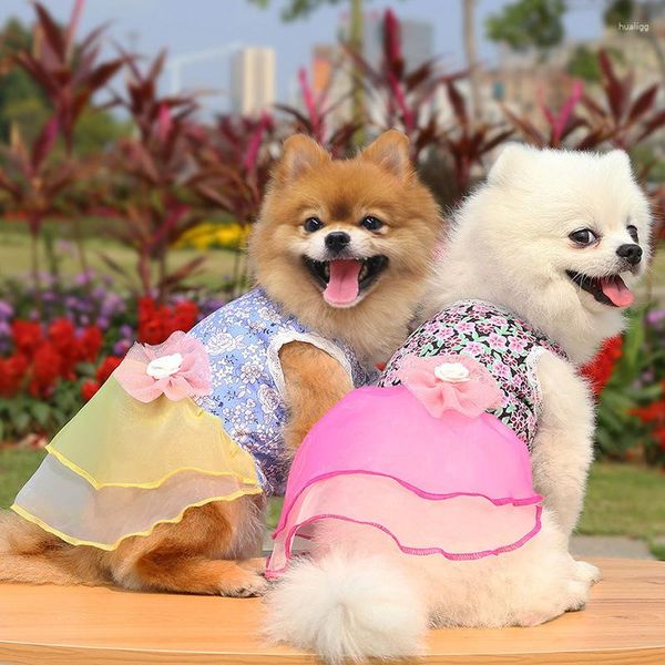 Собачья одежда весна лето кот цветочная принцесса юбка ханбок ветер питомцы поставляют маленькие и средние свадебные платья одежда для щенка