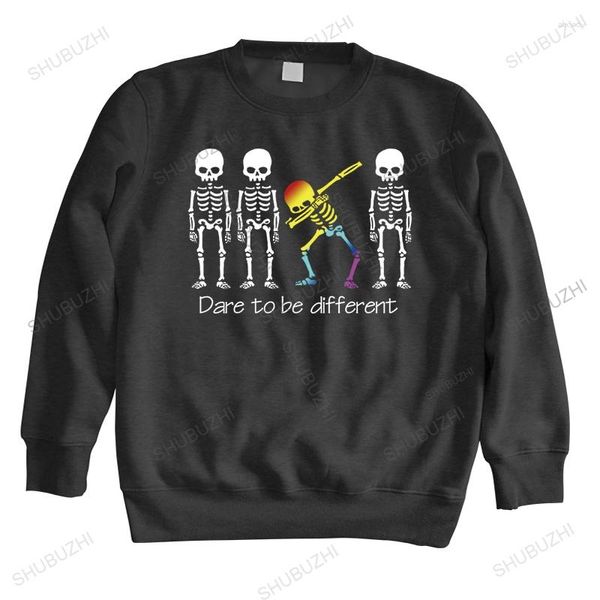 Herren Hoodies Männer Baumwolle Tops Mann Rundhals Sweatshirt Dare To Be Different LGBT Dabbing Skeleton Halloween Frauen Unisex Casual