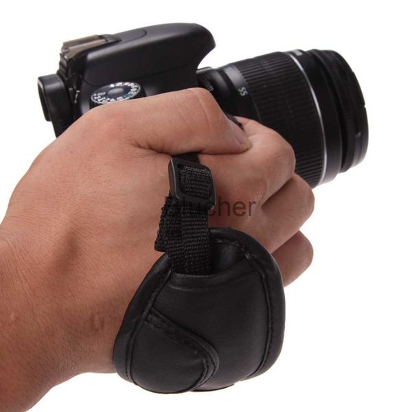 Accessori per borsa fotografica Cinghia per fotocamera con impugnatura nera calda Cinghia per mano in pelle PU per fotocamera DSLR per Olympus Nikon Canon EOS D800 D7000 D5100 D3200 x0727