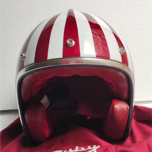 Motocross-Helme MASEI Ruby Vintage Helm Halbhelm offenes Gesicht ABS Casque Motocross 501 Red270P