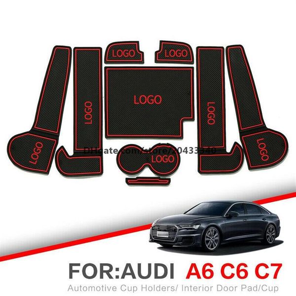 Auto-Tor-Slot-Pad, Wasser-Untersetzer, rutschfeste Innenmatten für Audi A6 2012–2015265D