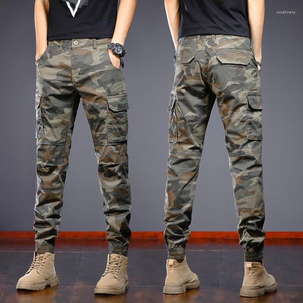 Männer Jeans Mode Streetwear Männer Große Tasche Gespleißt Designer Casual Cargo Hosen Hombre Hip Hop Joggers Insgesamt Militär Hosen