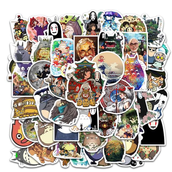 Adesivo de carro 10 50 100 pçs Adesivos de anime Totoro Spirited Away Princess Mononoke Ghibli Hayao Miyazaki Artigos de papelaria para estudantes de estética 250x