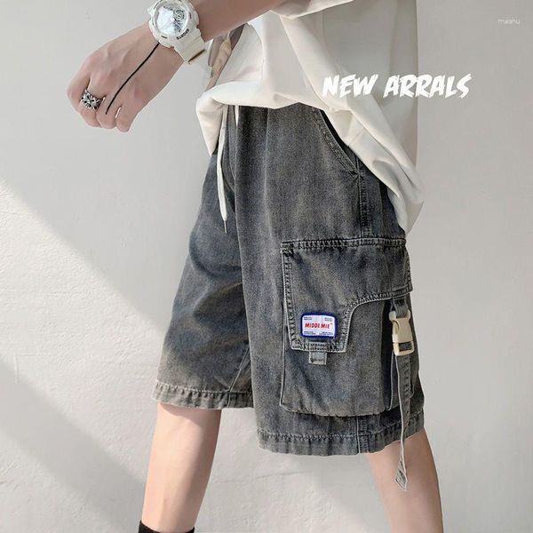 Jeans Masculino Denim Shorts Casuais Y2K Estilo de Ferramentas Usado para Todos os Jogos Tendência Verão Feminino Meia Calça Unissex Cargo Streetwear