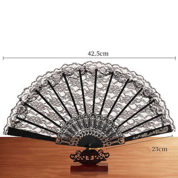 Produtos de estilo chinês camada ventilador de renda preto /escuro vermelho /branco /rosa festa artesanato presente de mão fã de mão decoração dançando ventilador dobrável