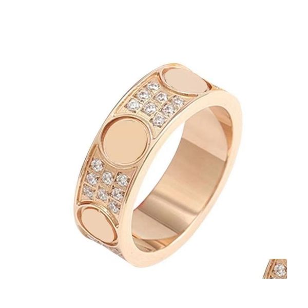 Anelli per coppie Carti Love Screw Diamond Ring Designer Jewlery For Women Men Engagement Wedding Luxury Wide Version Rose Gold Sier Tita Otvha