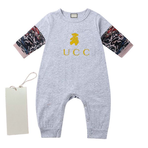 Designer recém -nascido bebê garoto macacão roupas infantil desenho animado urso estampar garoto macacão macacão bodysuit aaa