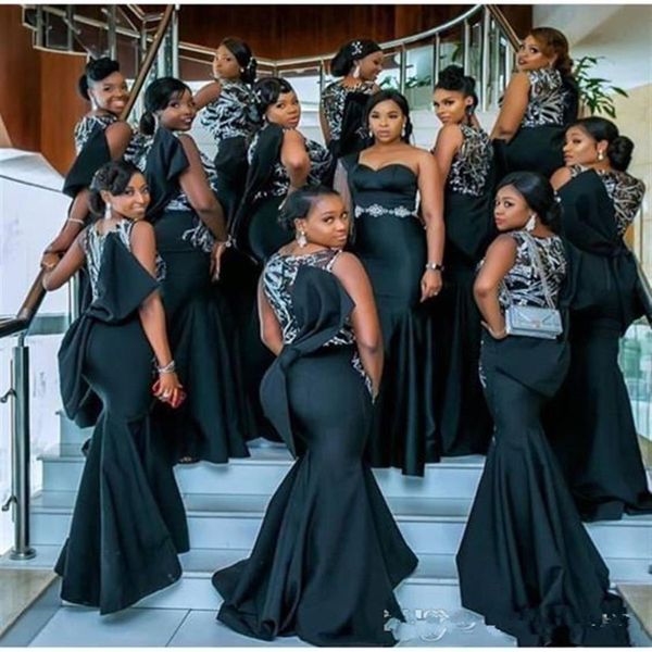 2020 African Mermaid Sexy Maid of Honor Dresses Evening Gowns Long Bridesmaid Dresses Junior Bridemaids Party Wear325m