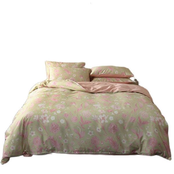 Bettwäsche-Sets Svetanya Bohemian Pink Pastoral Flowers Ägyptische Baumwolle Set Queen King Size Bettwäsche Spannbettlaken Bettbezug 230727