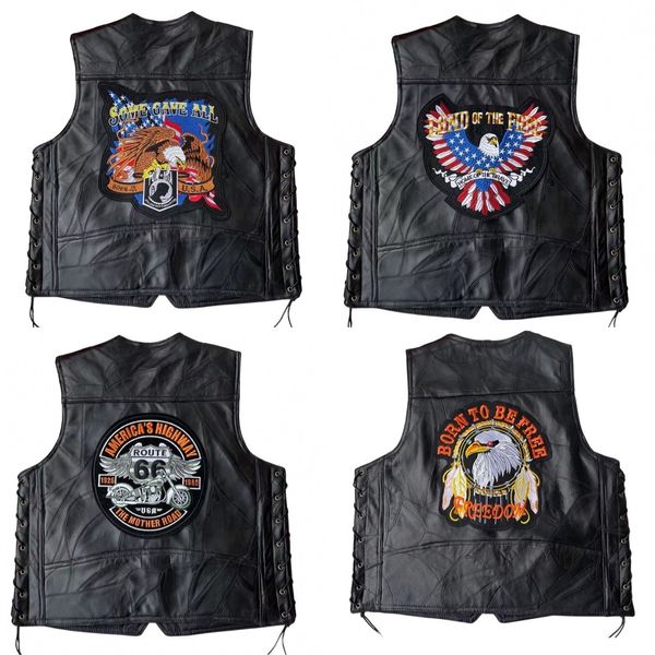 Мужские жилеты искренние кожаные жилеты Harley Men's Sheepskin Европейская и американская езда на тарелке Four Seasons 230727