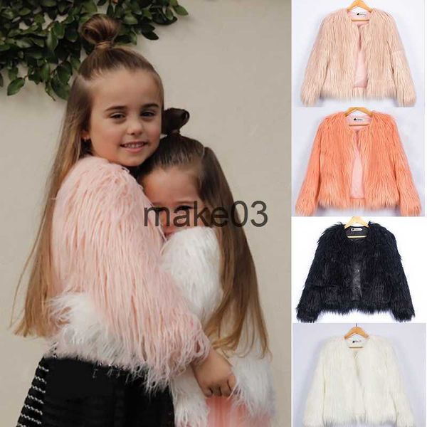 Jaquetas outono inverno crianças jaquetas de pele para meninas parkas cachoeira bebê menina casaco de pele falsa princesa menina casaco de pele crianças outerwear j230728