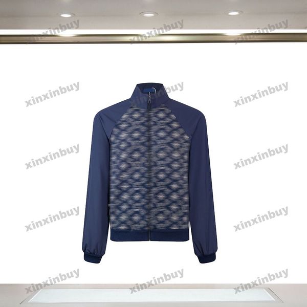 Xinxinbuy Мужчины дизайнерская куртка пиджак цветочный буква jacquard ткани панель из джинсовой джинсовой ткани Женщины Женщины синий красный зеленый белый m-2xl