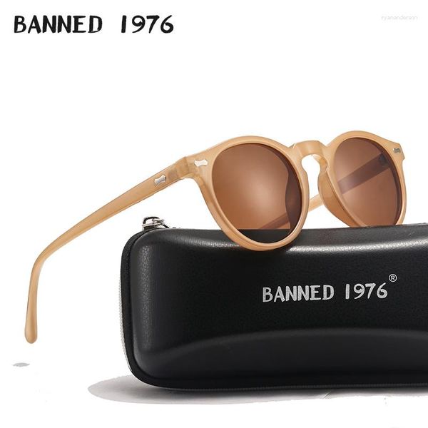 Sonnenbrille Marke Designer Frauen Männer Polarisierte Vintage Runde Linse Coole Fahren Sonnenbrille UV400 Oculos Katze Augen Mädchen Shades