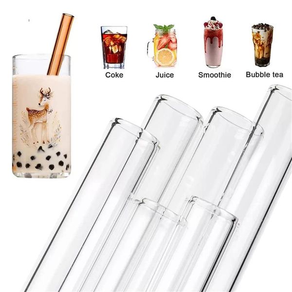 Cannucce di vetro riutilizzabili ecologiche Boba Cannucce Bubble Tea Cannucce per frullati Frappè Cannucce fy5155 0426267s