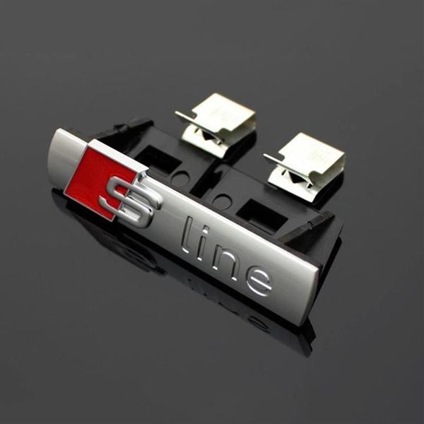 1 pcs S LINE Metal 3D Car Capô Dianteiro Grade Distintivo Grade Emblema Logo Race para Audi A1 A3 A4 A5 A6 A7 A8 Q3 Q5 Q7 TT274f