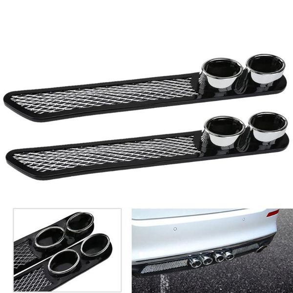 2PCS CAR Пластиковые фиктивные наклейки с двойной выхлопной трубкой.