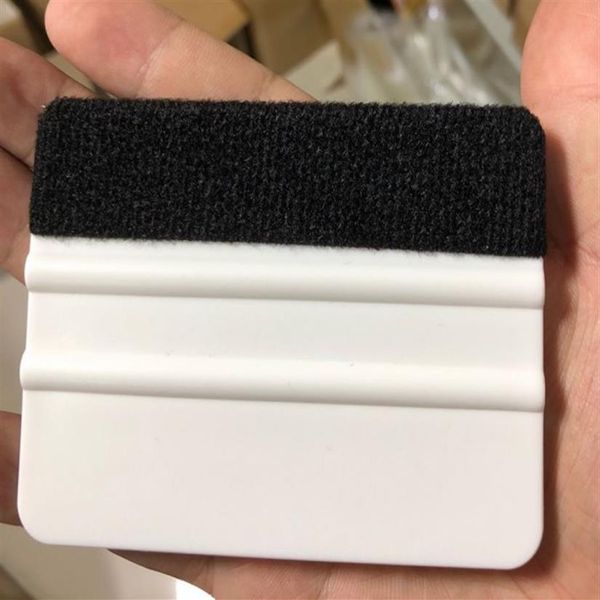 Card Felt Squeegee Auto Car Film Vinyl Wrap Tool 4 Mini White Plastic Fabric Felt Edge Glass Window Clean Squeegee2298