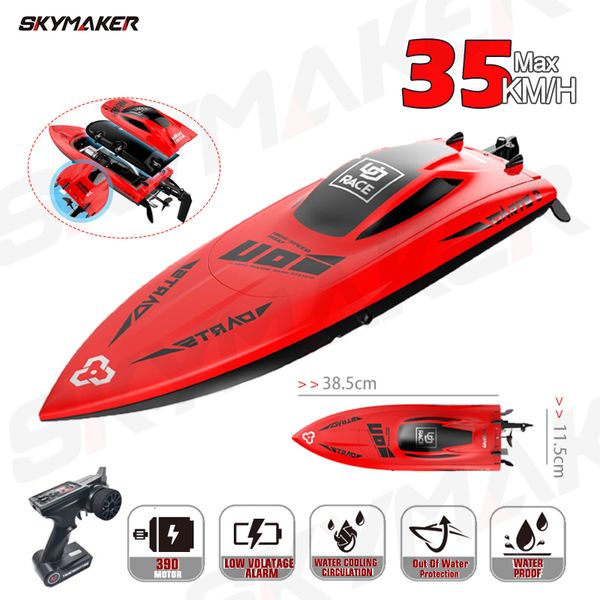 Barcos elétricos RC UDiRC Barco RC UDI009 à prova d'água de alta velocidade 35 km H 2,4 GHz Capize proteção controle remoto para piscinas e lago brinquedos presente para crianças 230727