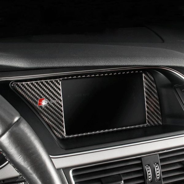 Adesivo de fibra de carbono console interno do carro navegação gps nbt moldura da tela guarnição acessórios automotivos para audi a4 b8 a5 09-16 carro sty291q