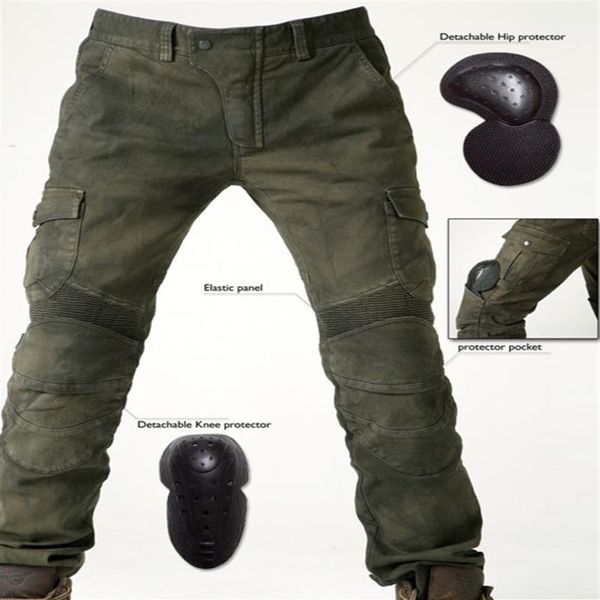 Pantaloni da moto da uomo bruttoBROS Motorpool jeans da equitazione alla moda da corsa Pantaloni protettivi della locomotiva Black Stain over Olive g289l