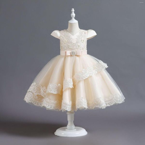 Abiti da ragazza Abbigliamento per bambini Abito da sposa Princess Little Party Host Flower