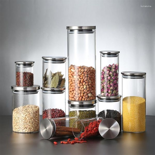 Контейнер для хранения бутылок для стеклянных банок с зерновыми с крышкой из нержавеющей стали пищевые продукты содержат кофейные зерна