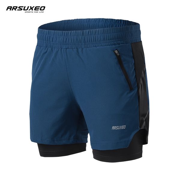 Herren-Shorts ARSUXEO Männer Laufshorts 2 In 1 Gym Kleidung Sommer Sport Hosen Fitness Yoga Übung Joggen Atmungsaktive Fahrrad Shorts Männlich 230727