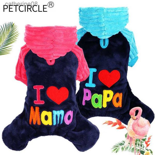 Petcircle Fashion I love papa and mama roupas de inverno para cães de estimação roupas para animais de estimação pequenos grandes casacos de cachorro roupas de inverno ets L230621