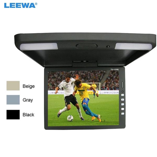 LEEWA 3-Color 13 3 Polegadas Car Bus TFT LCD Roof Mounted Monitor Flip Down Monitor 2-Way Video Input 12V #1289246B