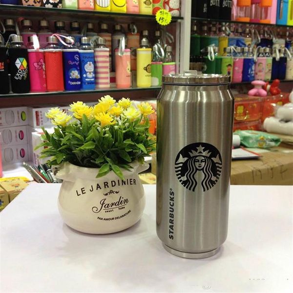 Popüler çift duvar yalıtılmış 14 5 oz paslanmaz çelik Starbuck Termo Şişe Flip Up Saman Kahve Kupası Seyahat 230F