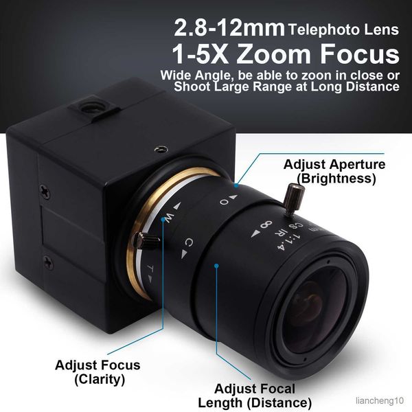 Webcams 1080p Manuel Zoom Varifokal lens Webcam PC PC Bilgisayar Dizüstü Bilgisayar R230728 için Düşük Işık Video Kamerası