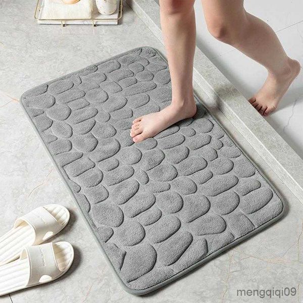 Carpetes Tapete de Pé de Lã Coral Tapete de Piso de Lã Coral Memória Bordada para Casa de Banho Tapete de Piso Espessado Porta R230728