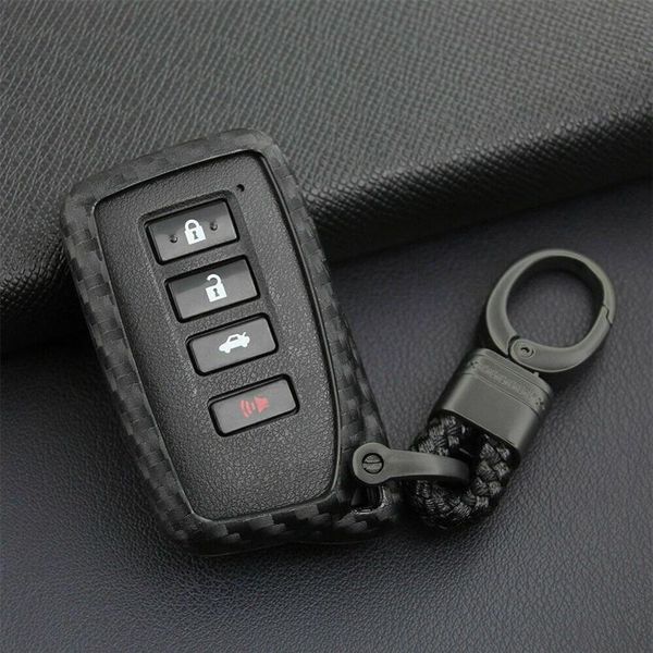 Para Lexus Fibra de Carbono Car Key Fob Estojo Capa Corrente Anel Chaveiro Acessórios241G