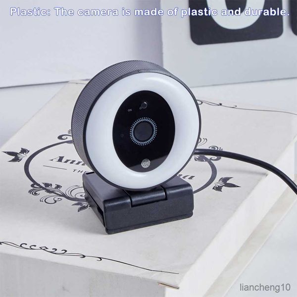 Webcam Telecamera per streaming live ad alta definizione 2K Webcam panoramica grandangolare con anello luminoso R230728