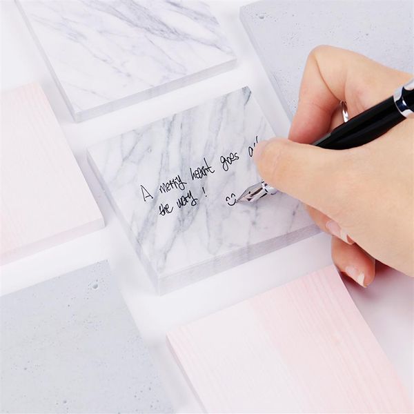 Bloco de notas adesivo autoadesivo com textura de mármore 1 peça Etiqueta adesiva Material de escritório escolar Papelaria escolar241C