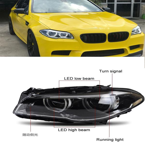 Parti di automobili LED Fari di Montaggio Per BMW F10 F18 520i 525i 530i 535i DRL Indicatori di Direzione Lente Abbagliante Del Faro 2010-16241P