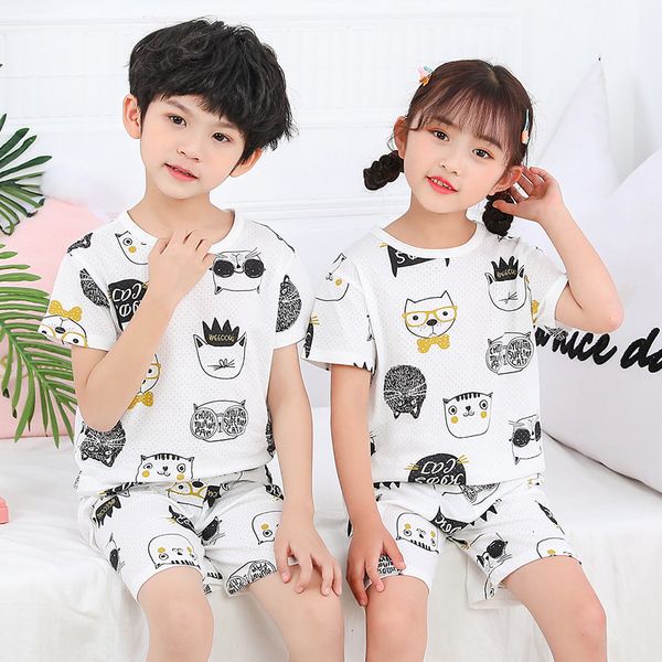 Pyjamas Sommer Baumwolle Pijama Infantil Kurzarm Baby Mädchen Kleidung Anzug Cartoon Kinder Kleidung Kinder Kleinkind Jungen Nachtwäsche 230728