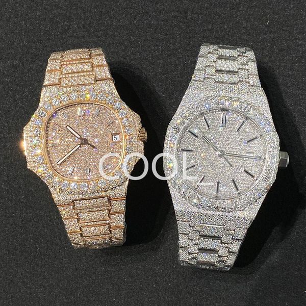 Relógio masculino de luxo para homens, relógios de movimento de designer, relógio moissanite de diamante de alta qualidade, relógio montre iced out, relógio automático masculino montre luxe, relógios de luxo i30