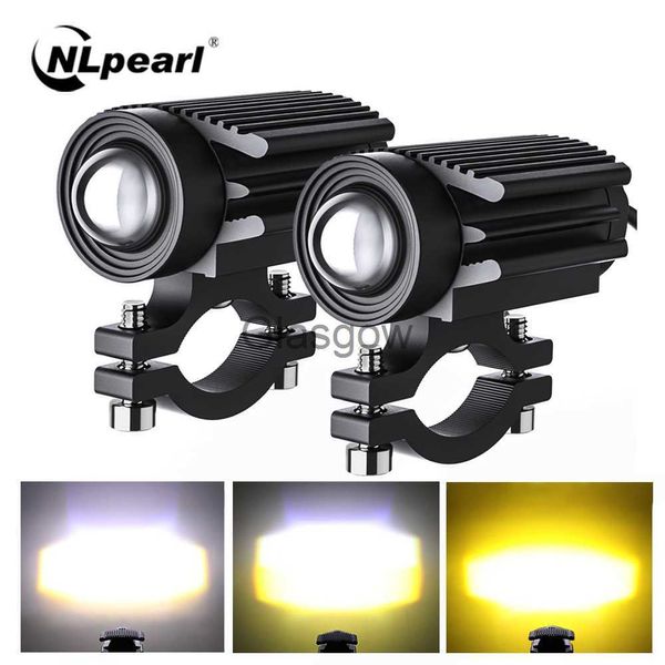 Iluminação de motocicleta NLpearl 12V Farol de motocicleta Lente de LED HiLow Beam Holofote Lâmpada auxiliar Carro 4WD ATV SUV Ponto de condução Luzes de nevoeiro Amarelo x0728