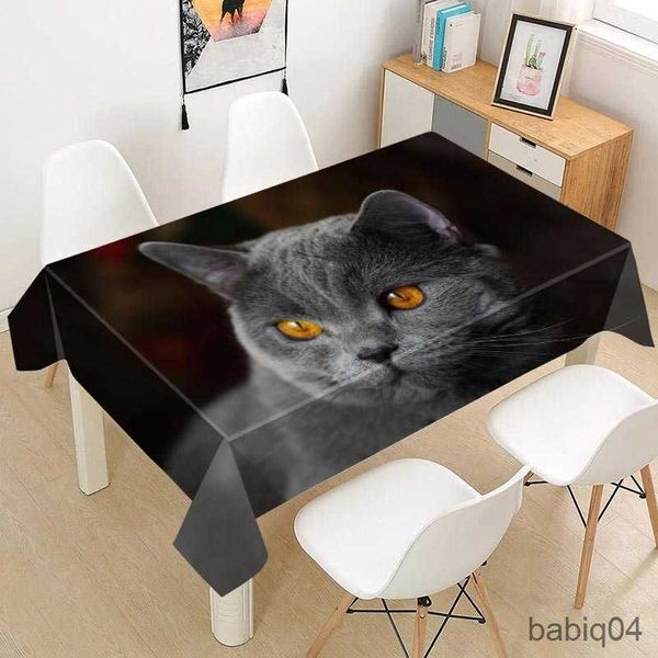 Toalha de mesa azul gato toalha de mesa quadrada/retangular capa de mesa à prova de poeira para festa decoração de casa capas de tv retangular r230726