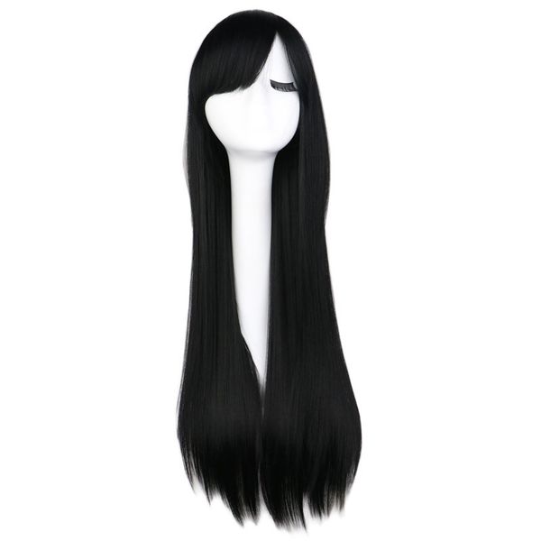 Cosplay Wigs QQXCAIW Long Straight Cosplay Wig Black Purple Pink Blue Sliver Grey Blonde White Orange Brown Sinthetic Hair Wigs 230727