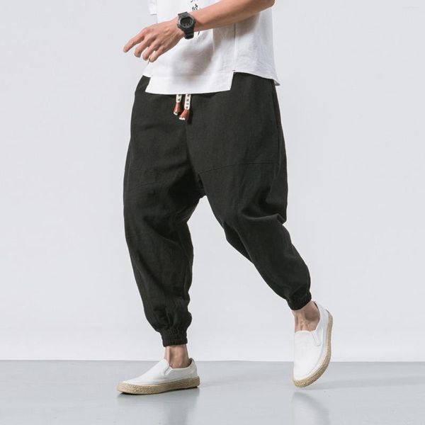 Männer Hosen TPJB Baumwolle Harem Männer Feste Elastische Taille Streetwear Jogger Baggy Drop-crotch Casual Hosen Drop