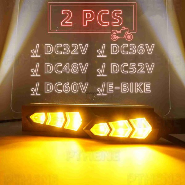 Iluminação da motocicleta Pthene 36V 48V 52V 60V Scooter elétrico da motocicleta EBike LED Turn Signal Light Indicator Flasher Blinker Moto Lamp Acessórios x0728