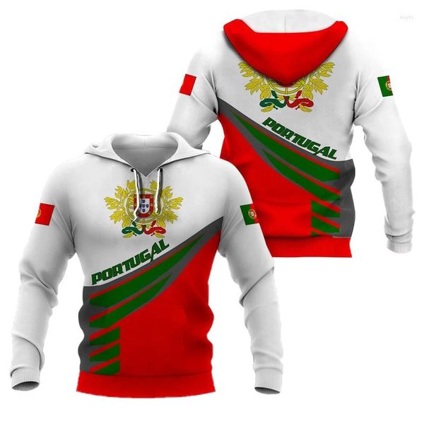 Hoodies masculinos Portugal Hoodie 3D impresso moda pulôver masculino para mulheres camisolas suéter fantasias de cosplay