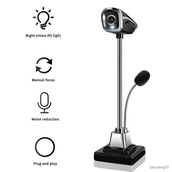 Webcams Câmera de vídeo digital com fio Webcam para PC laptop Notebook com microfone Web Microphone R230728