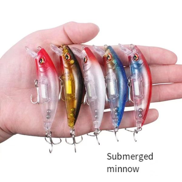 Luya isca dura multicolorida 7cm/10g cabeça redonda submersa Mino bloco de chumbo luminoso embutido anel de contas de sangue fabricantes de ganchos atacado