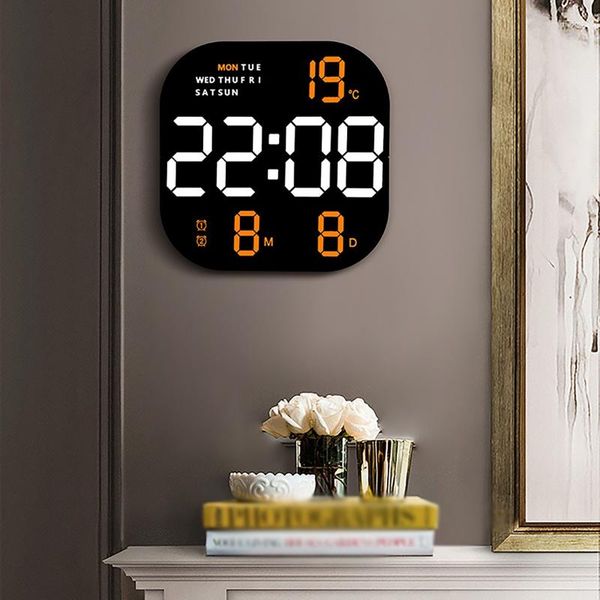 Orologi da parete Dual Remote Clock Room Control Screen Smart Brightness Alarm Decor Electronic Large Living Digital